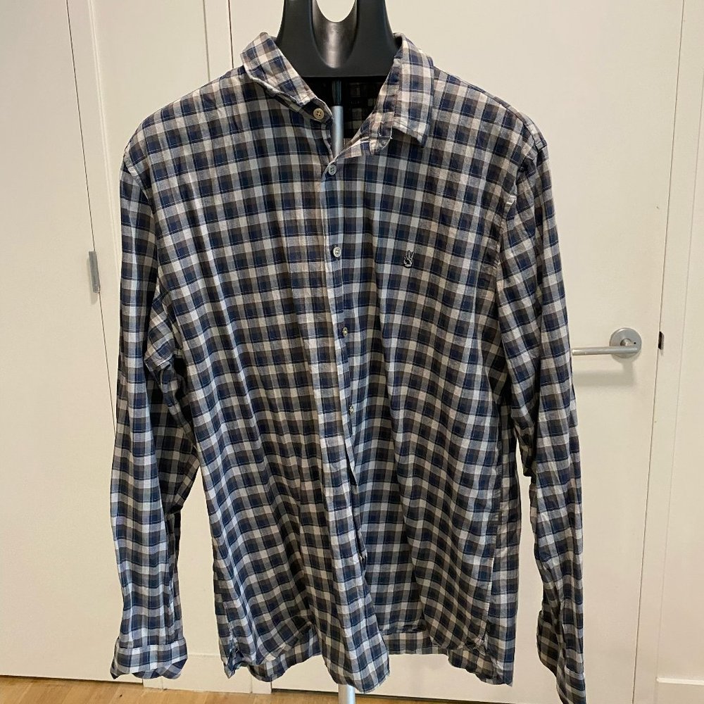 John Varvatos Brown Plaid Buttondown